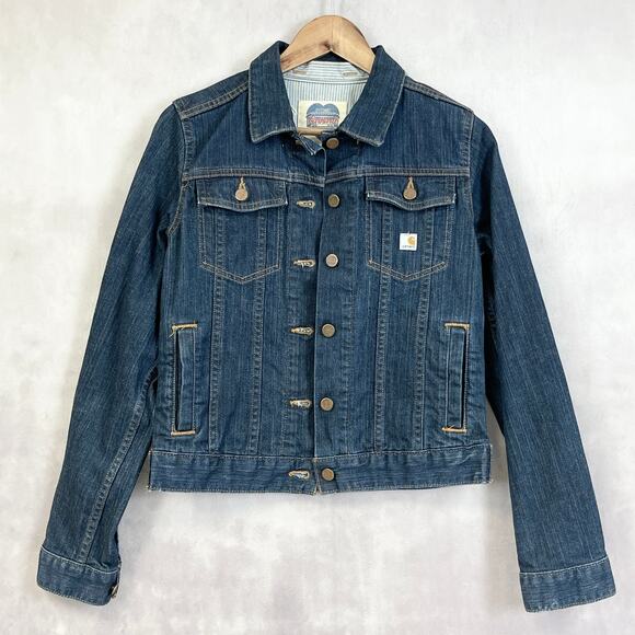 Carhartt Womens Detroit Denim Jacket Medium Tomboy Workwear Streetwear Y2K Urban - Picture 1 of 11